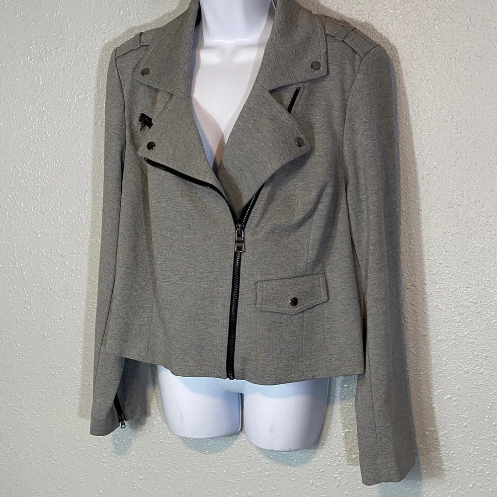 🆕 Lane Bryant Gray Women's Ponte Biker Jacket